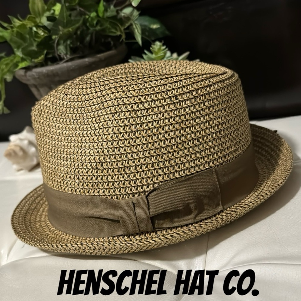 Henschel Hat Co.-Woven with Ribbon Brim Detail-Tan/Black-Sz L